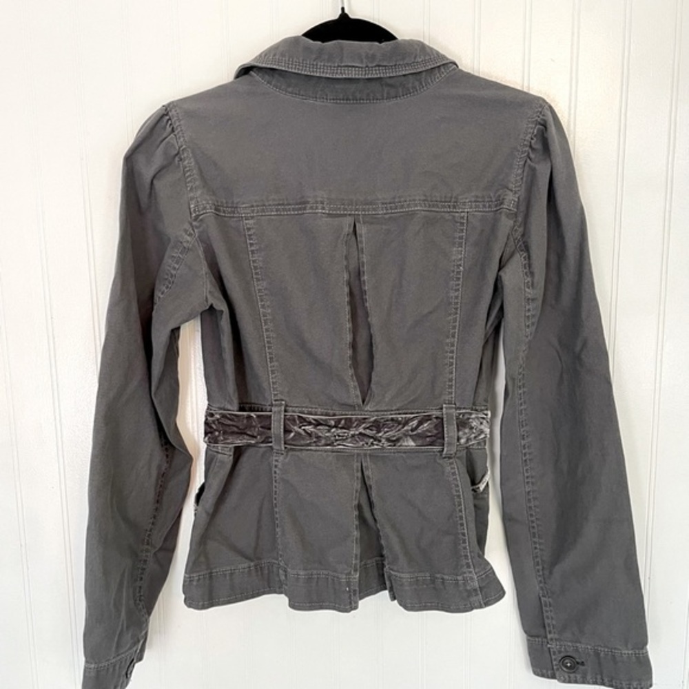 LOFT Gray Canvas Cotton Velvet Trim Jacket - 2 - Picture 9 of 9